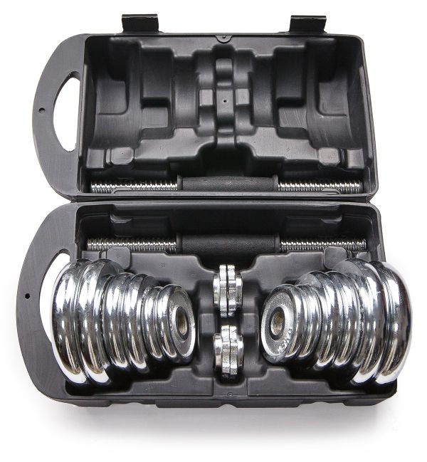 Set of chrome AMETIST dumbbells in a suitcase 20 kg